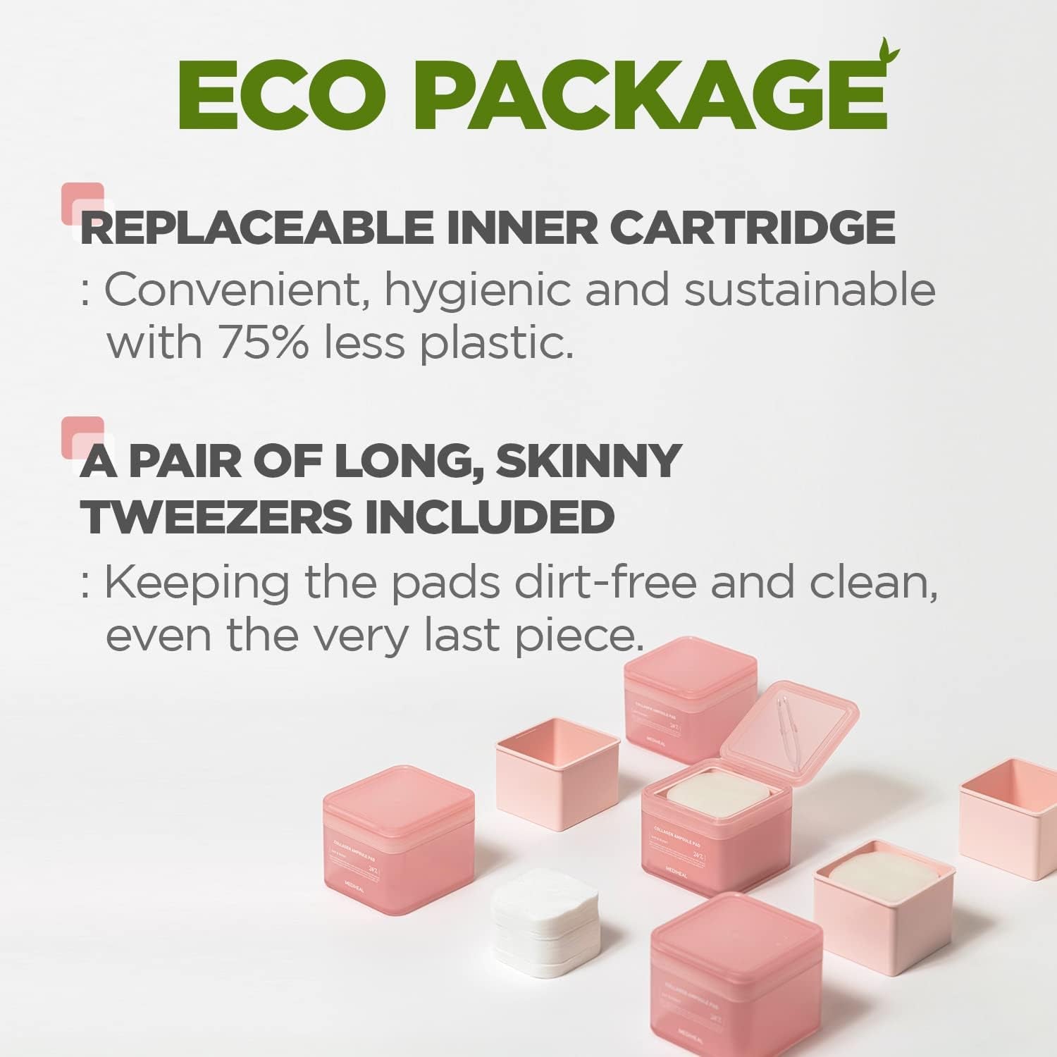 Collagen Ampoule Pad – Square Cotton Facial Toner Pads Collagen & Ceramide - Skin Firming & Restore Elasticity - Tighten Wrinkles & Lines - Vegan Eco Silk Wipes, 100 Pads