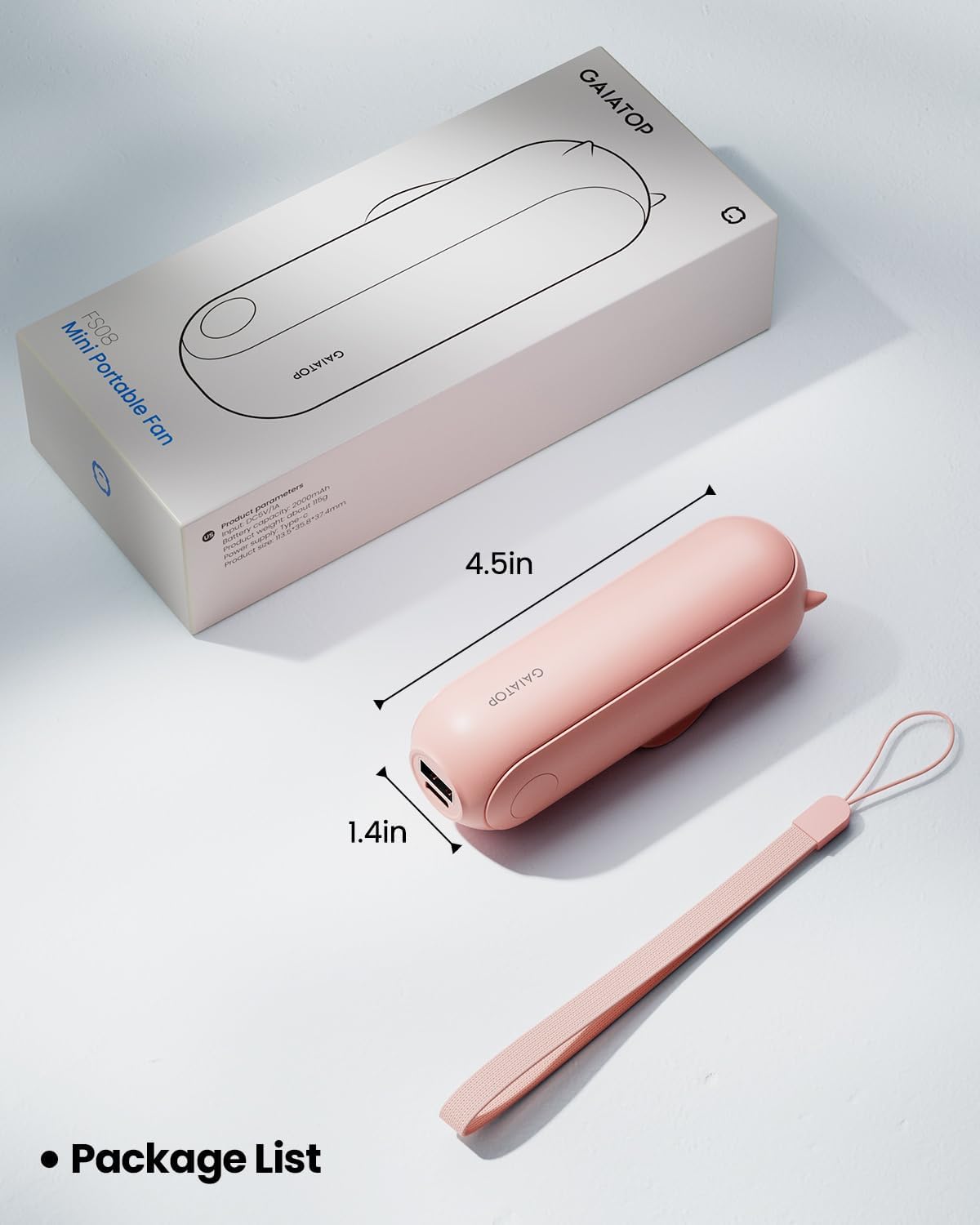 Mini Hand Held Fan with USB Rechargeable 2000Mah Battery