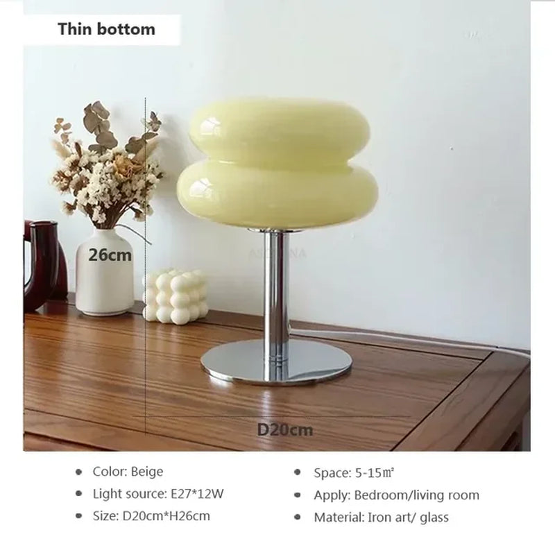 Nordic LED Table Lamp Minimalist Tart Glass Ambient Light for Study Bedroom Bedside Living Room Desktop Decorative Mood Lighting