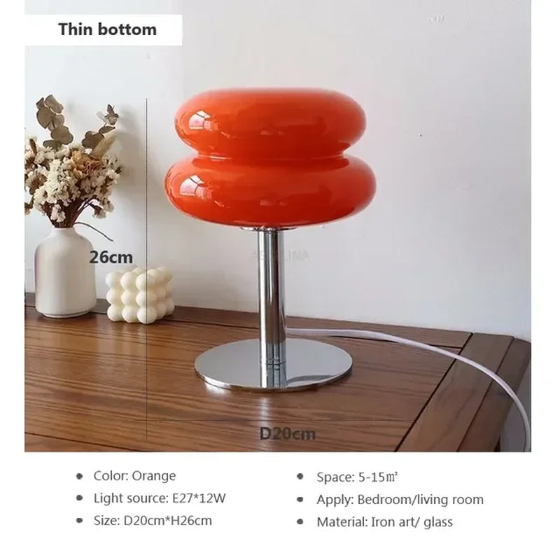 Nordic LED Table Lamp Minimalist Tart Glass Ambient Light for Study Bedroom Bedside Living Room Desktop Decorative Mood Lighting