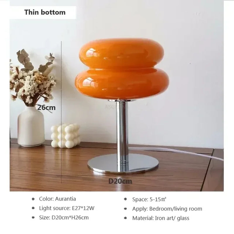 Nordic LED Table Lamp Minimalist Tart Glass Ambient Light for Study Bedroom Bedside Living Room Desktop Decorative Mood Lighting