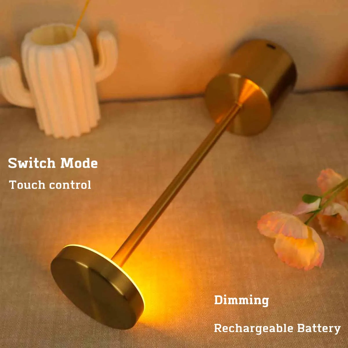 LED Rechargeable Touch Metal Table Lamp (Three Colors)