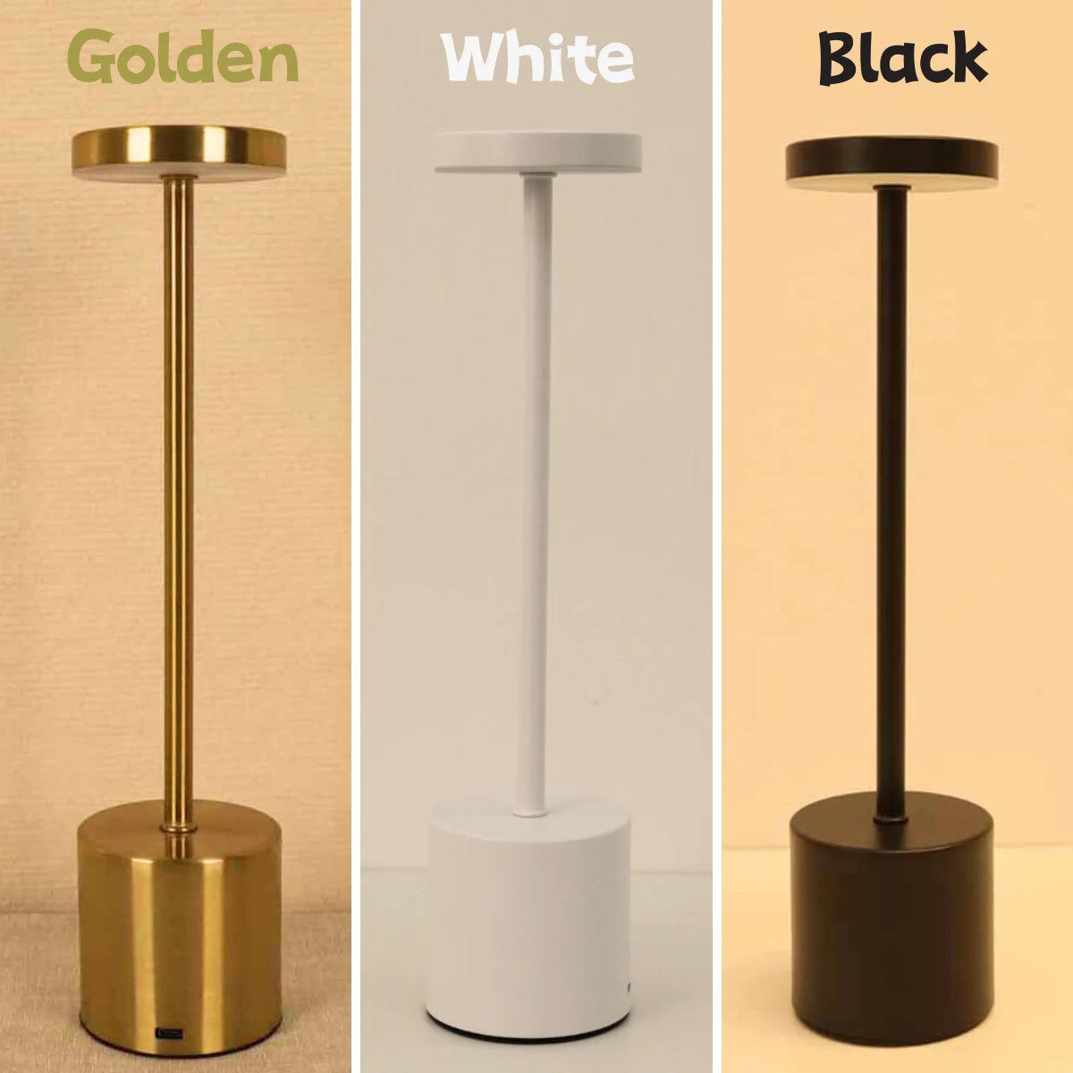 LED Rechargeable Touch Metal Table Lamp (Three Colors)