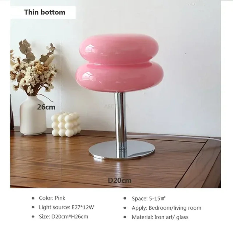 Nordic LED Table Lamp Minimalist Tart Glass Ambient Light for Study Bedroom Bedside Living Room Desktop Decorative Mood Lighting