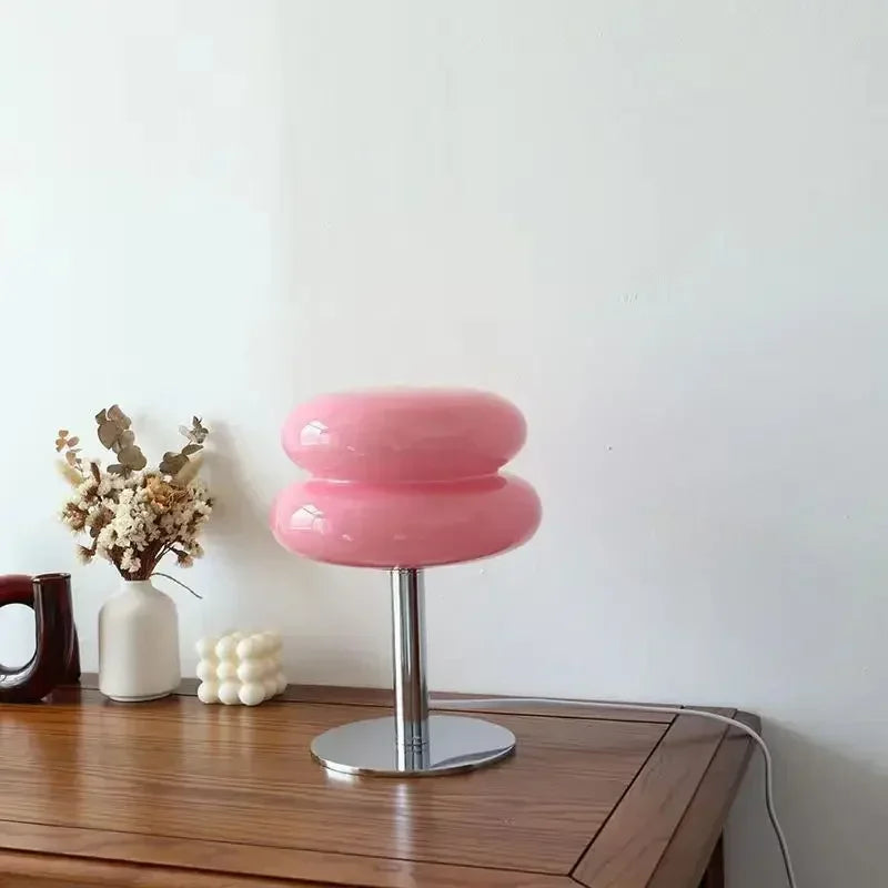 Nordic LED Table Lamp Minimalist Tart Glass Ambient Light for Study Bedroom Bedside Living Room Desktop Decorative Mood Lighting