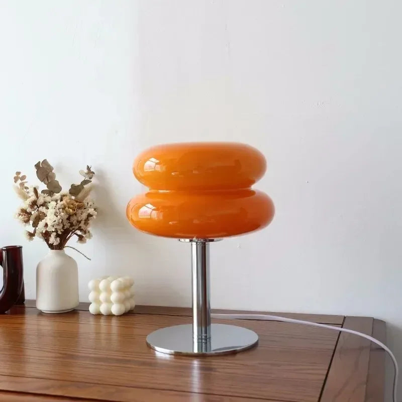 Nordic LED Table Lamp Minimalist Tart Glass Ambient Light for Study Bedroom Bedside Living Room Desktop Decorative Mood Lighting