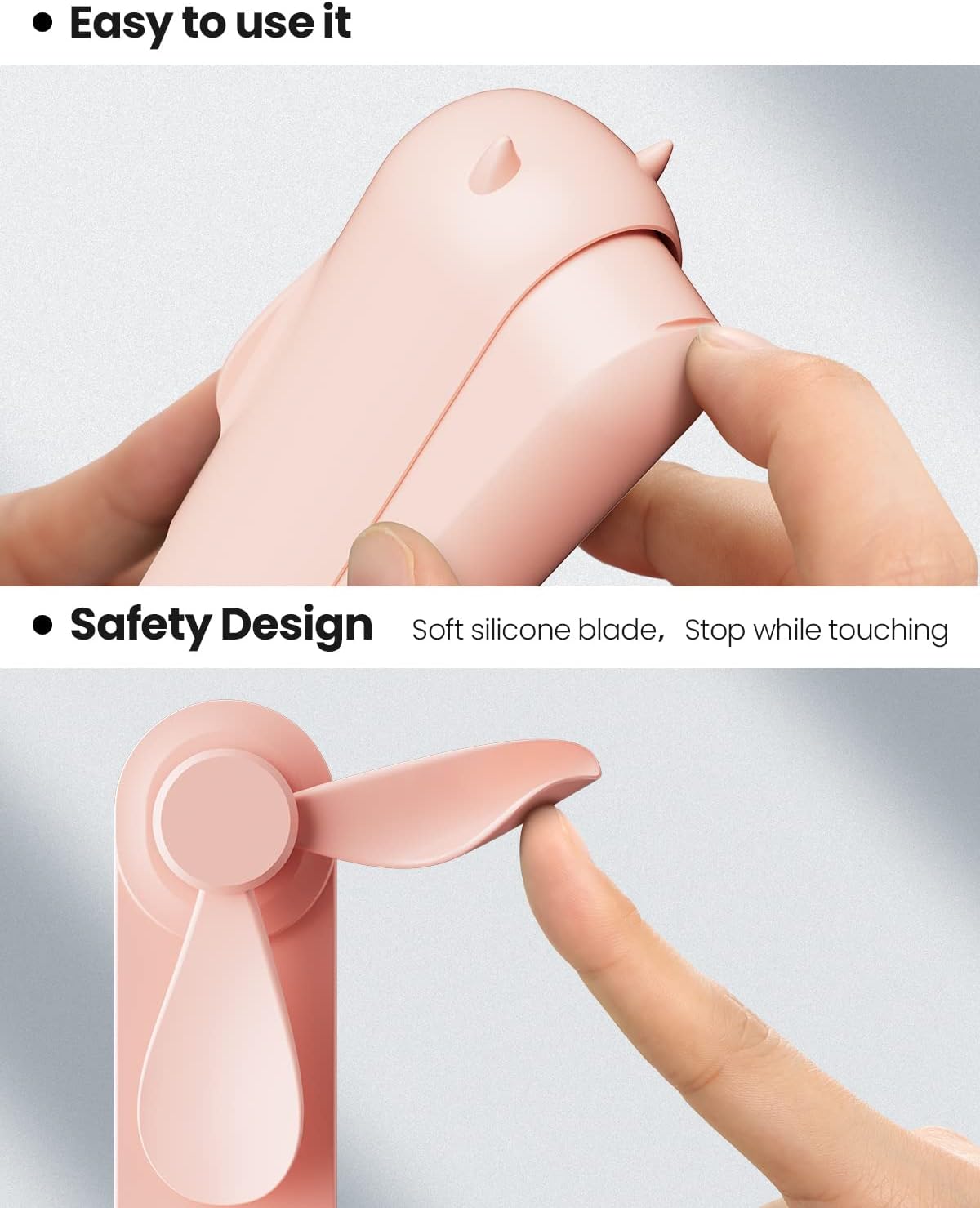 Mini Hand Held Fan with USB Rechargeable 2000Mah Battery